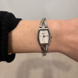 DKNY Women's Silver Watch with Crystal Accents